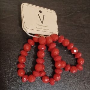 Red Beaded Bracelet Trio